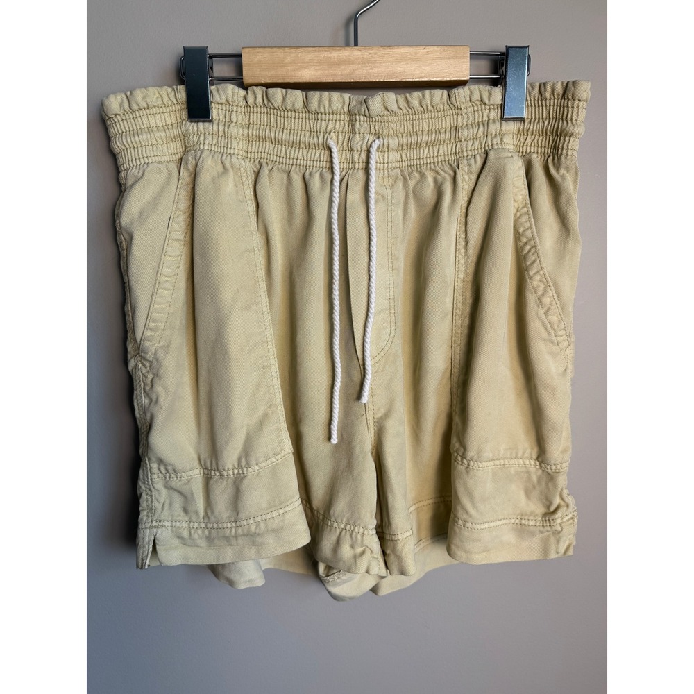 H&M Lyocell Paperbag Waist Shorts Large Pale Yellow Boho Gorpcore Casual Beachy